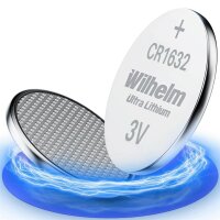 2 x CR1632 WILHELM Blister Lithium Knopfzelle 3V 140 mAh...