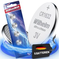 5 x CR1632 WILHELM Blister Lithium Knopfzelle 3V 140 mAh...