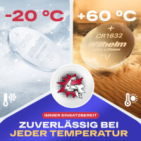 5 x CR1632 WILHELM Blister Lithium Knopfzelle 3V 140 mAh ø16 x 3,2 mm Batterie DL1632