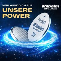 5 x CR1632 WILHELM Blister Lithium Knopfzelle 3V 140 mAh ø16 x 3,2 mm Batterie DL1632