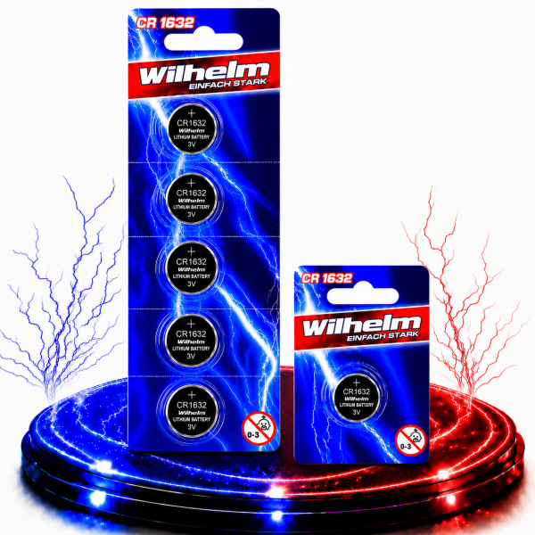 6 x CR1632 WILHELM Blister Lithium Knopfzelle 3V 140 mAh ø16 x 3,2 mm Batterie DL1632