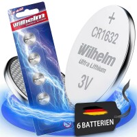 6 x CR1632 WILHELM Blister Lithium Knopfzelle 3V 140 mAh...