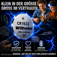 50 x CR1632 WILHELM Blister Lithium Knopfzelle 3V 140 mAh...