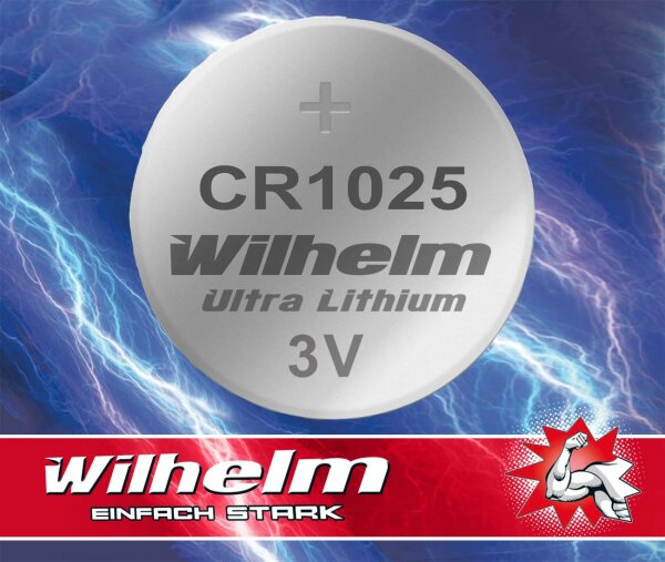 1 x CR1025 WILHELM Lithium Knopfzelle 3V 32 mAh ø10 x 2,5 mm Batterie DL1025