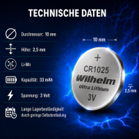 1 x Wilhelm CR1025 Blister