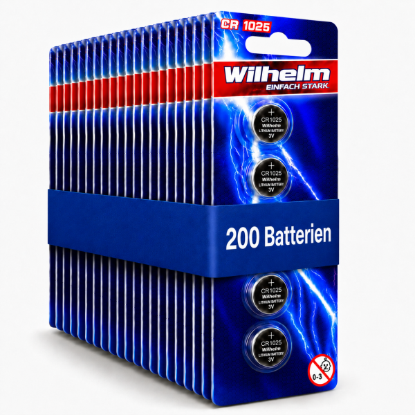 200 x Wilhelm CR1025 Blister