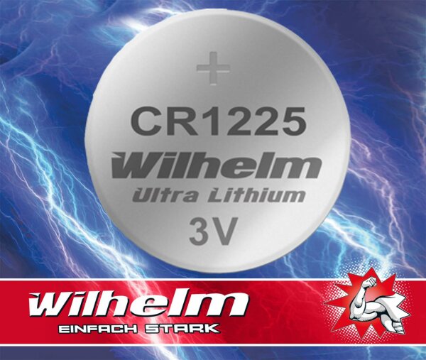 1 x CR1225 WILHELM Lithium Knopfzelle 3V 52 mAh ø12 x 2,5 mm Batterie DL1225