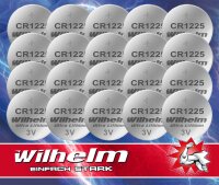 20 x CR1225 WILHELM Lithium Knopfzelle 3V 52 mAh...