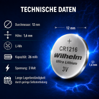 6 xWilhelm CR1216 Blister