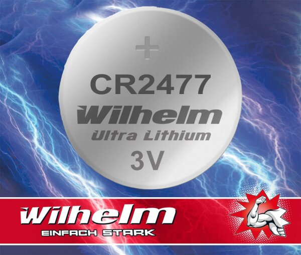 1 x CR2477 WILHELM Lithium Knopfzelle 3V 1070 mAh ø24 x 7,7 mm Batterie DL2477