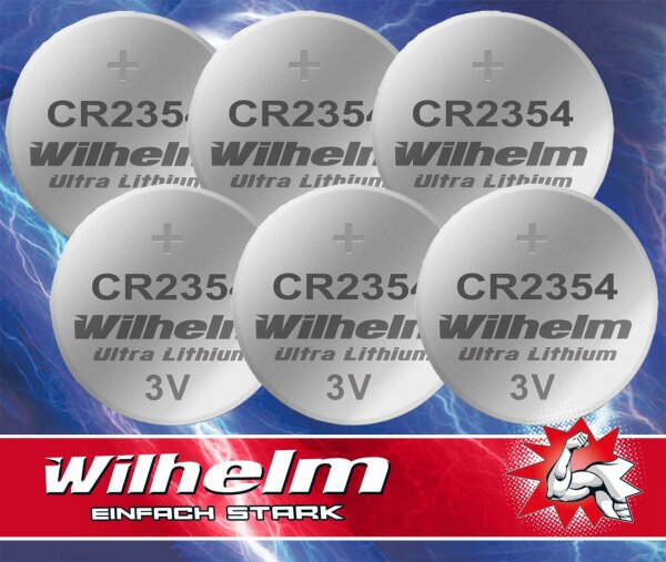 6 x CR2354 WILHELM Lithium Knopfzelle 3V 570 mAh ø23 x 5,4 mm Batterie DL2354