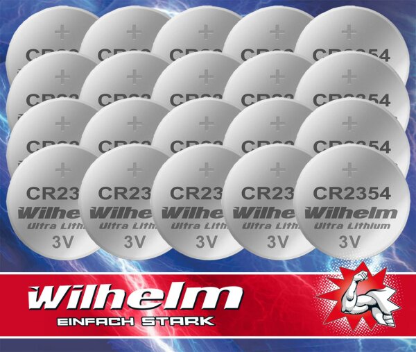 20 x CR2354 WILHELM Lithium Knopfzelle 3V 570 mAh ø23 x 5,4 mm Batterie DL2354