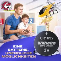 100 x CR1632 WILHELM Blister Lithium Knopfzelle 3V 140 mAh ø16 x 3,2 mm Batterie DL1632