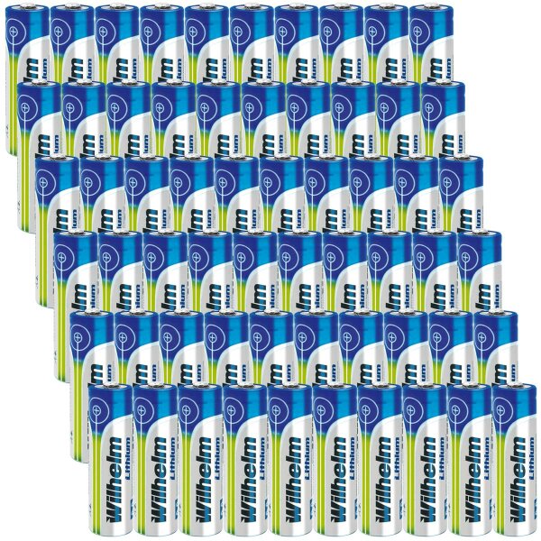 60 x Wilhelm Lithium AA Mignon Batterien LR6 1,5V Lithiumbatterie