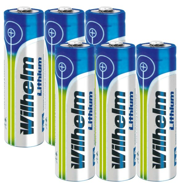 6 x Wilhelm Lithium AA Mignon Batterien LR6 1,5V Lithiumbatterie