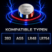 30 AG5 Wilhelm Knopfzellen Knopfbatterien Uhrenbatterien LR754, LR48, 193, 393 1,5V