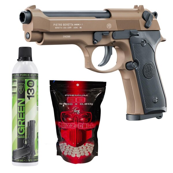 SET Beretta Mod. 92 Desert Tan Softair-Pistole Kaliber 6 mm BB Gas Blowback (P18)