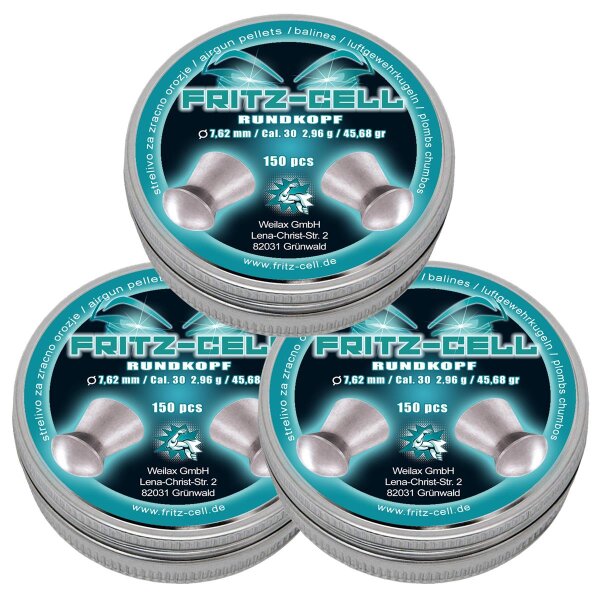 3 x Fritz-Cell Rundkopf 7,62 mm