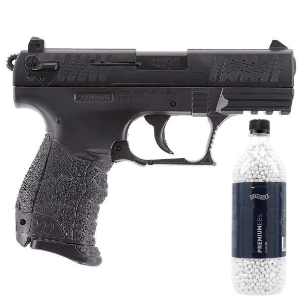 2.5891 - Walther P22Q BLK 6 mm spring < 0,5 J 20R + Walther BBs - Ohne FSK