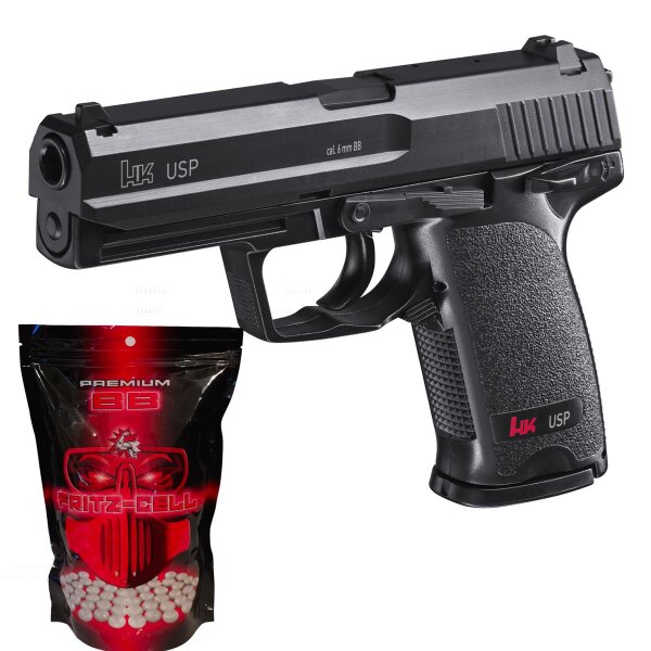 Heckler & Koch USP Black 6 mm spring <0,5 J 25R + 1000 BB´s - Ohne FSK