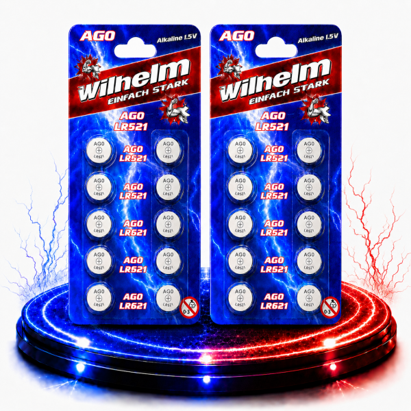 20 x Wilhelm AG0 LR521 LR63 379 1,5V Batterie Knopfzelle Alkaline Größe 5,8 x 2,15mm