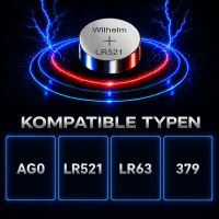 30 x Wilhelm AG0 LR521 LR63 379 1,5V Batterie Knopfzelle Alkaline Größe 5,8 x 2,15mm