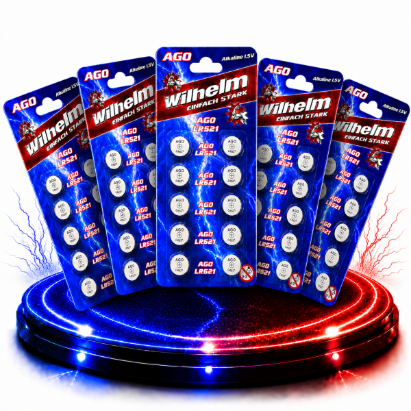 50 x Wilhelm AG0 LR521 LR63 379 1,5V Batterie Knopfzelle Alkaline Größe 5,8 x 2,15mm