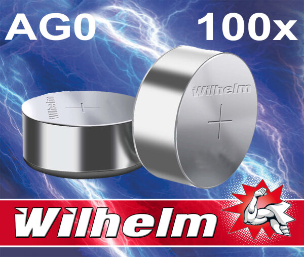 100 x Wilhelm AG0 LR521 LR63 379 1,5V Batterie Knopfzelle Alkaline Größe 5,8 x 2,15mm