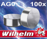100 x Wilhelm AG0 LR521 LR63 379 1,5V Batterie Knopfzelle...
