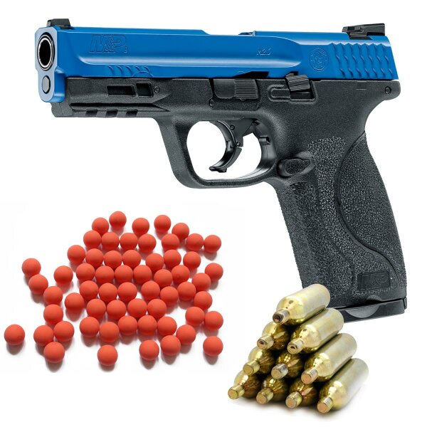 SET T4E Home Defense Smith&Wesson M&P9 M2.0 BLU-BLK Rubberball Cal.43 12g CO2 < 5 Joule 8 Schuss (ab 18)