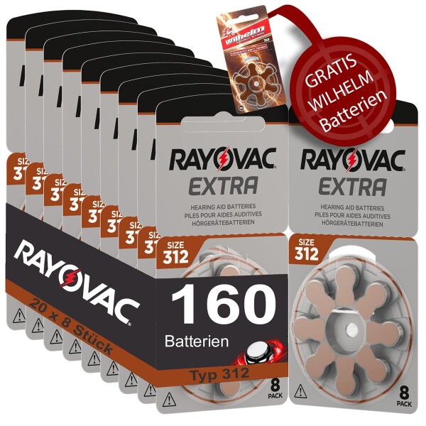 160 x Rayovac Typ 312 + 6 x Wilhelm Typ 312