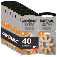 40 Hörgerätebatterien Rayovac Extra Typ 13 5x8...