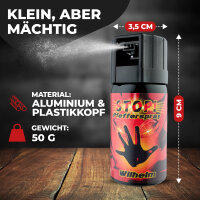 3 x Wilhelm Pfefferspray 40 ml Tierabwehr Selbstverteidigung CS KO Spray hochdosiert (ca. 2 Mio. Scoville) effektives Verteidigungsspray