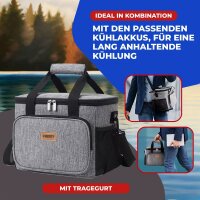 NEMT 15L faltbare Kühltasche Picknicktasche Thermotasche Lunchtasche Tasche Isoliertasche für Lebensmitteltransport Mittagessen Auto Urlaub und Mini Kühlbox Einkauf (grau)