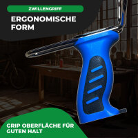 Fritz-Cell Profi Weitschuss Zwille Steinschleuder blau mit verstecktem Magazin Sport Outdoor Slingshot mit Zielscheiben