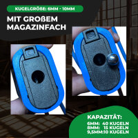 Fritz-Cell Profi Weitschuss Zwille Steinschleuder blau mit verstecktem Magazin Sport Outdoor Slingshot mit Zielscheiben