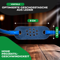 Fritz-Cell Profi Weitschuss Zwille Steinschleuder blau mit verstecktem Magazin Sport Outdoor Slingshot mit Zielscheiben, Stahlkugeln 9mm