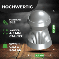 2000 Rundkopf Krokodil Diabolos 4,5mm FRITZ-CELL  für Luftgewehr Luftpistole