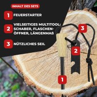 Fritz-Cell Feuerstahl Feuerstarter für Camping, Survival, Outdoor Magnesiumstahlgriff mit Holzgriff FS 2