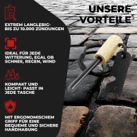 Fritz-Cell Feuerstahl Feuerstarter für Camping, Survival, Outdoor Magnesiumstahlgriff mit Holzgriff FS 2