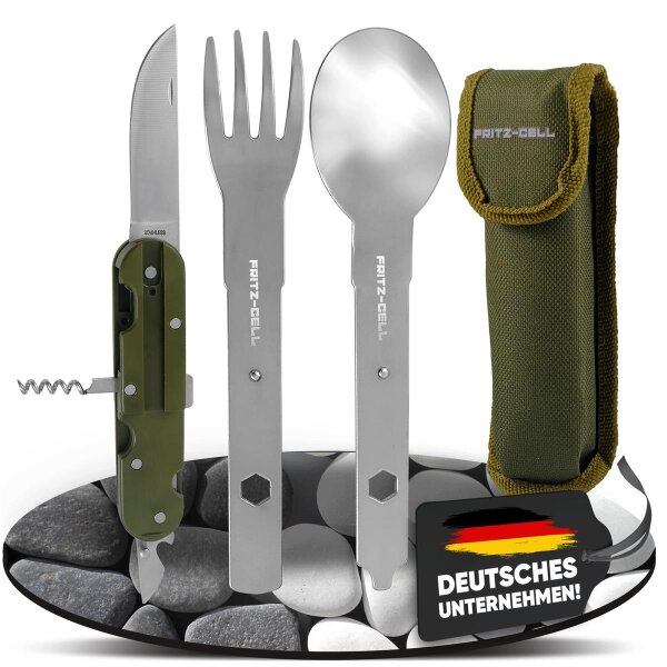 Outdoor Bundeswehr Besteck Edelstahl Campingbesteck Essbesteck Set 5 teilig Camping Besteckset