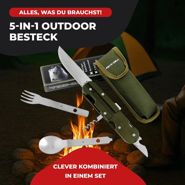 Outdoor Bundeswehr Besteck Edelstahl Campingbesteck Essbesteck Set 5 , 7,49 €