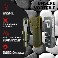 Outdoor Bundeswehr Besteck Edelstahl Campingbesteck Essbesteck Set 5 teilig Camping Besteckset