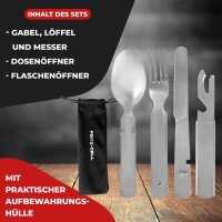 Edelstahl Besteck 4-Teilig Camping-Besteck Essbesteck Bundeswehr für Camping Besteckset Outdoor