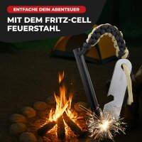 FS1 Fritz-Cell Feuerstahl Feuerstarter für Camping, Survival, Outdoor Magnesiumstahlgriff mit Paracort FS 1