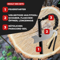 FS1 Fritz-Cell Feuerstahl Feuerstarter für Camping, Survival, Outdoor Magnesiumstahlgriff mit Paracort FS 1