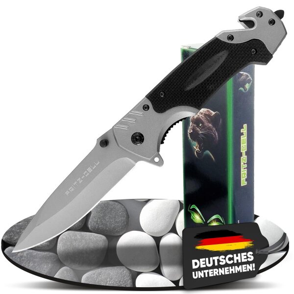 Fritz Cell Klappmesser Einhandmesser Survival Taschenmesser Outdoor Messer schwarz silber R75