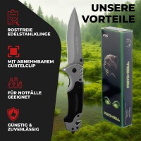 Fritz Cell Klappmesser Einhandmesser Survival Taschenmesser Outdoor Messer schwarz silber R75