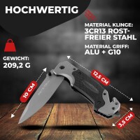 Fritz Cell Klappmesser Einhandmesser Survival Taschenmesser Outdoor Messer schwarz silber R75