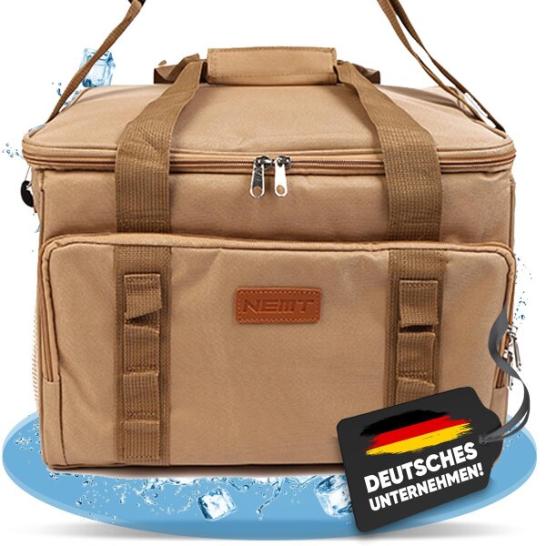NEMT 25L faltbare Kühltasche Picknicktasche Thermotasche Lunchtasche Tasche Isoliertasche für Lebensmitteltransport Mittagessen Auto Urlaub und Mini Kühlbox Einkauf (khaki)